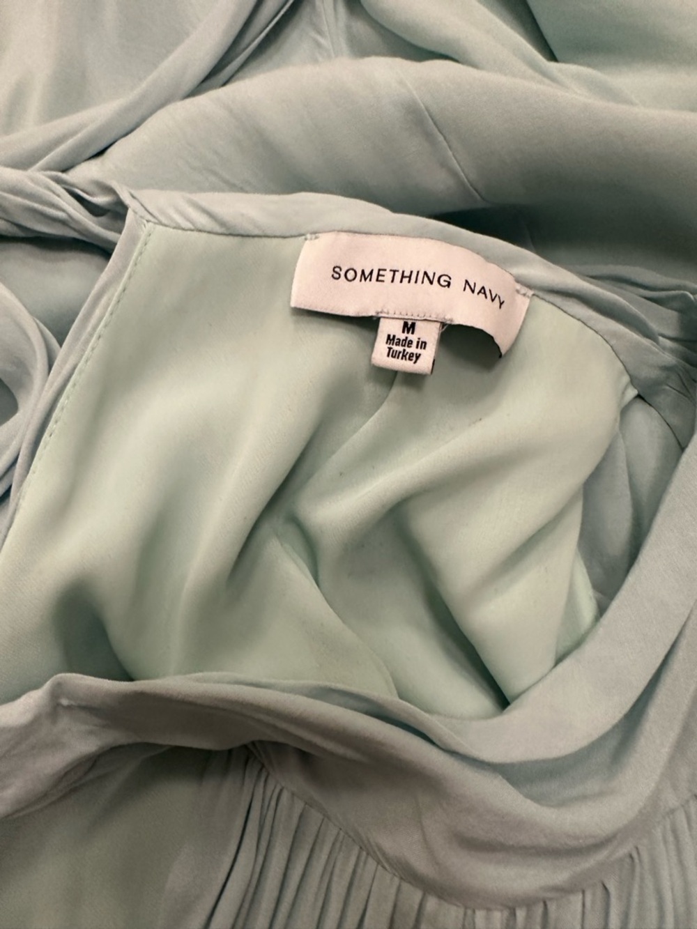 Something Navy Cupro Mint Green Pleated Halter Dress - Picture 6 of 11